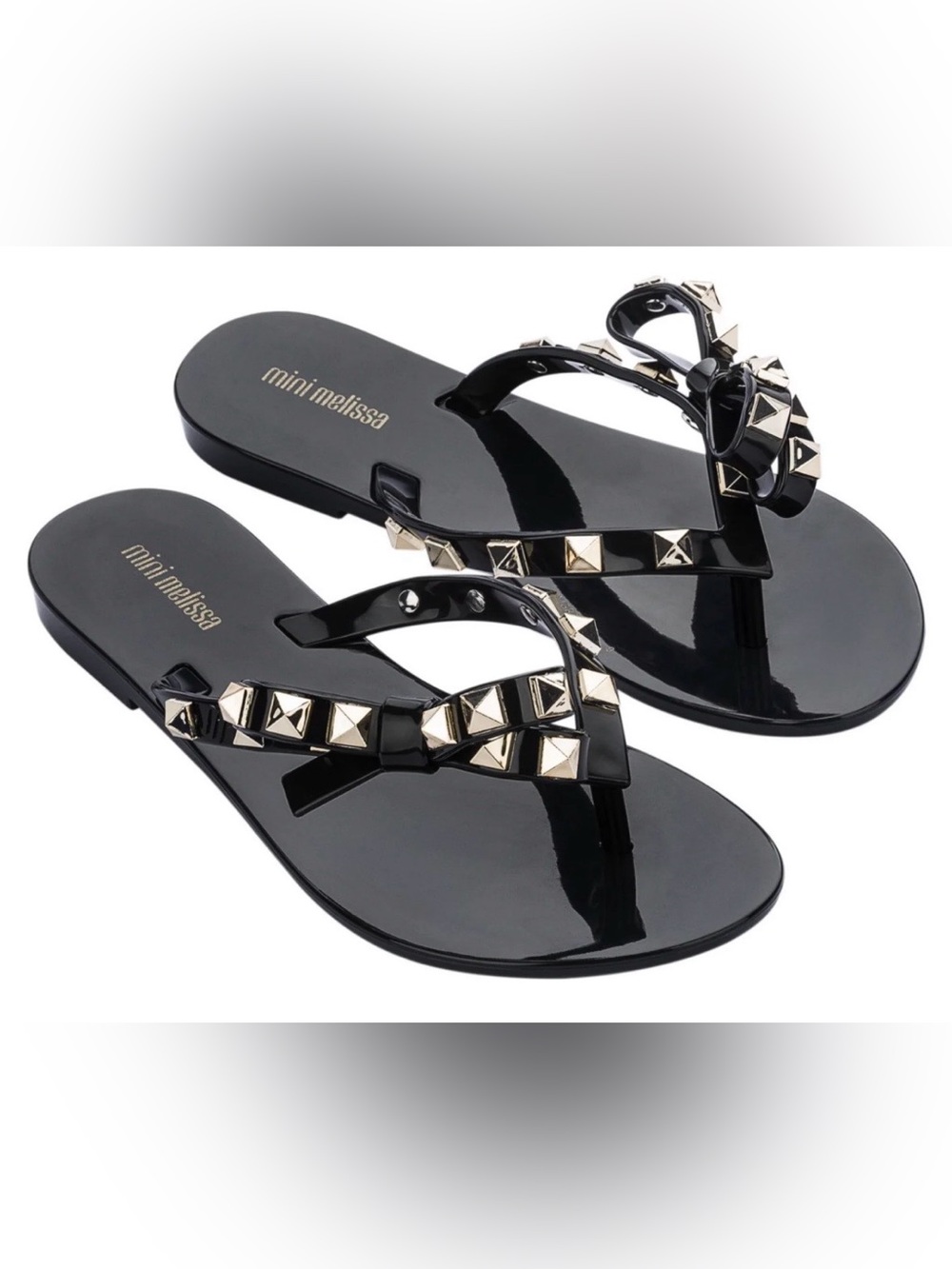 Mini Melissa Harmonic Studs Gold Twinkle black Sandals Size 2